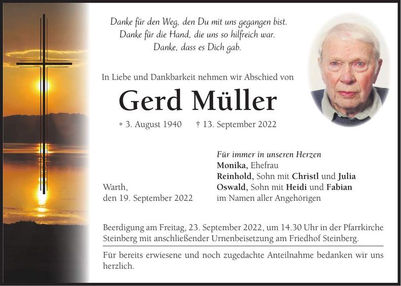 Traueranzeige Gerd Müller