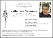 Traueranzeige Katharina Wimmer