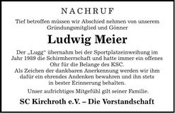 Traueranzeige Ludwig Meier