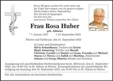 Traueranzeige Rosa Huber