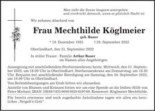 Traueranzeige Mechthilde Köglmeier