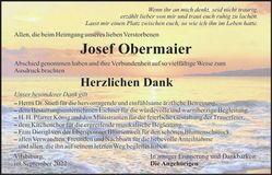Traueranzeige Josef Obermaier