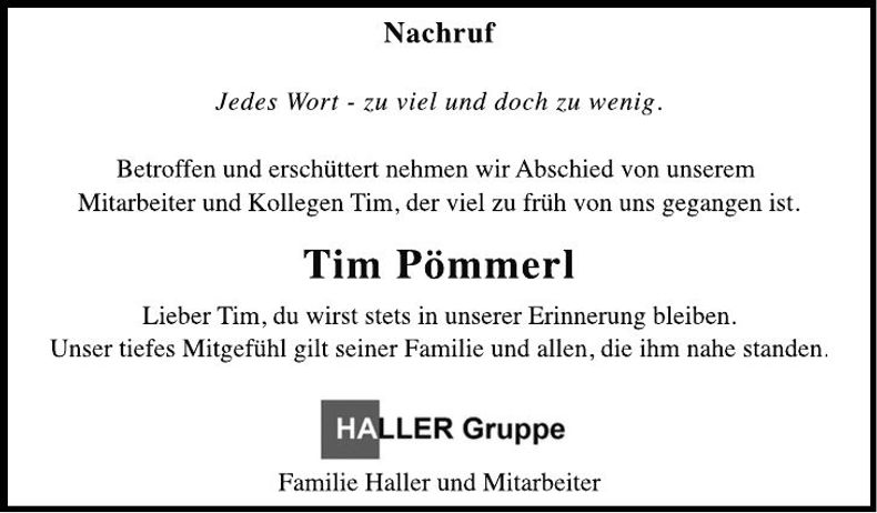 Traueranzeige Tim Pömmerl