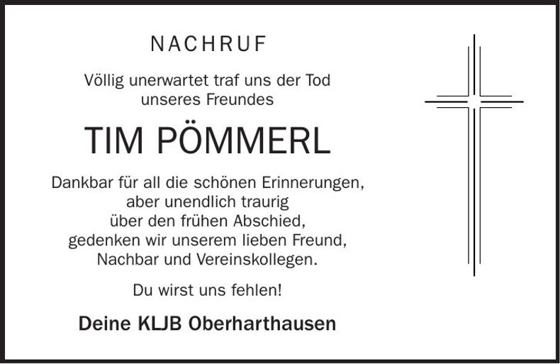Traueranzeige Tim Pömmerl