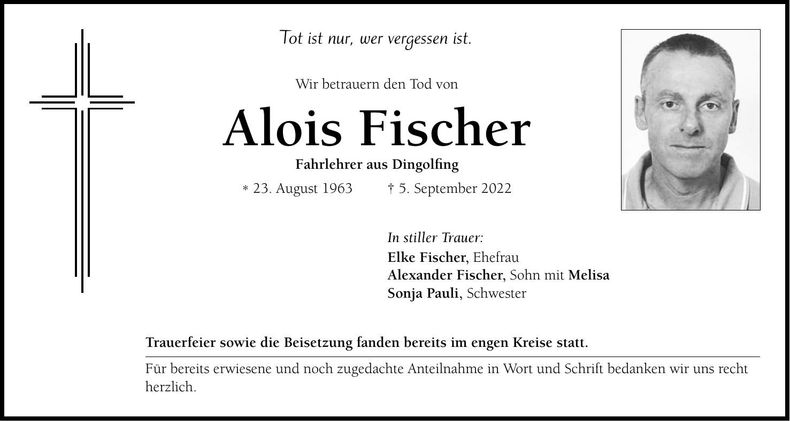 Traueranzeige Alois Fischer
