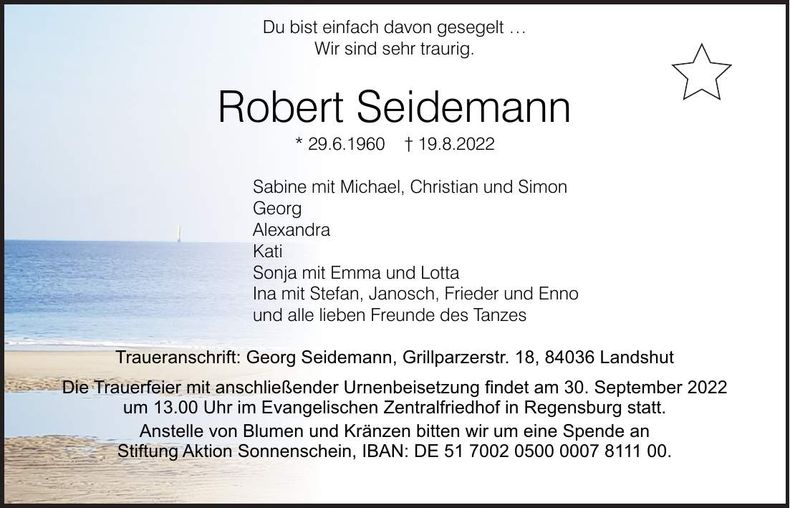 Traueranzeige Robert Seidemann