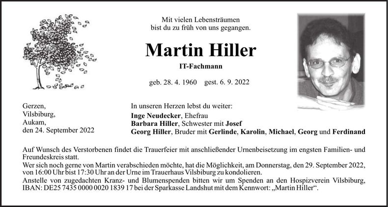 Traueranzeige Martin Hiller