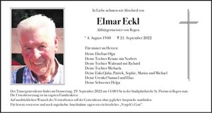 Traueranzeige Elmar Eckl