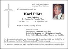 Traueranzeige Karl Plötz