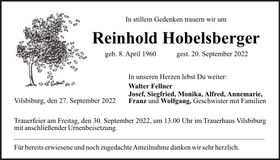 Traueranzeige Reinhold Hobelsberger