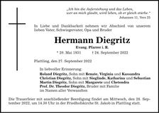 Traueranzeige Hermann Diegritz