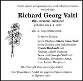 Traueranzeige Richard Geog Vaitl