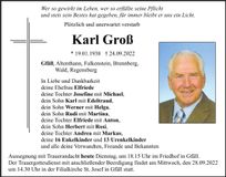 Traueranzeige Karl Groß