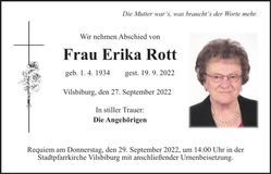 Traueranzeige Erika Rott