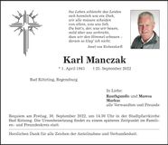 Traueranzeige Karl Manczak