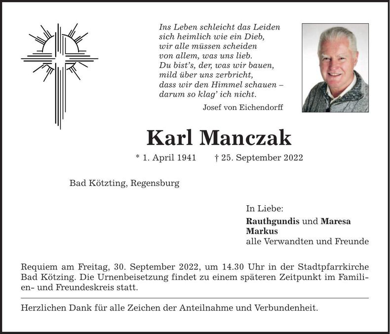 Traueranzeige Karl Manczak