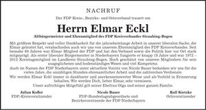 Traueranzeige Elmar Eckl