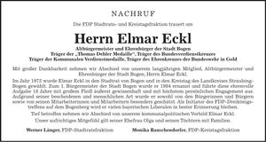 Traueranzeige Elmar Eckl