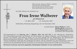 Traueranzeige Irene Walberer