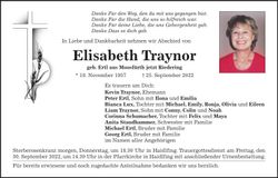 Traueranzeige Elisabeth Traynor