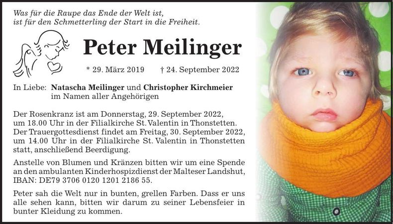 Traueranzeige Peter Meilinger