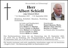 Traueranzeige Albert Schießl
