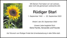 Traueranzeige Rüdiger Starl