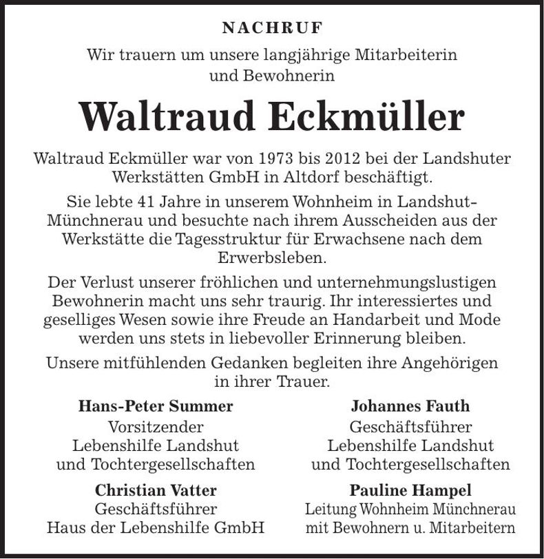 Traueranzeige Maria Sedlmeier