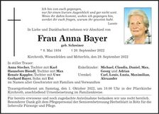 Traueranzeige Anna Bayer