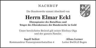 Traueranzeige Elmar Eckl