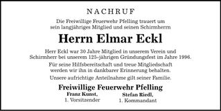 Traueranzeige Elmar Eckl