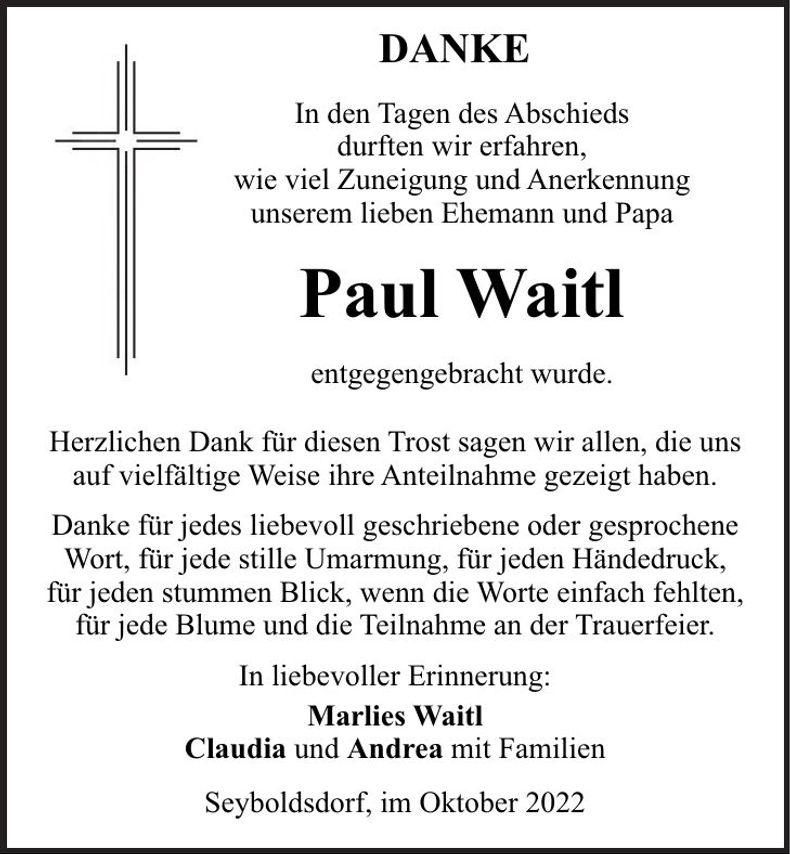 Traueranzeige Paul Waitl