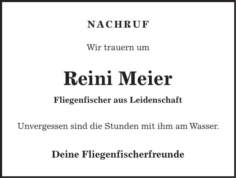 Traueranzeige Reinhold Meier