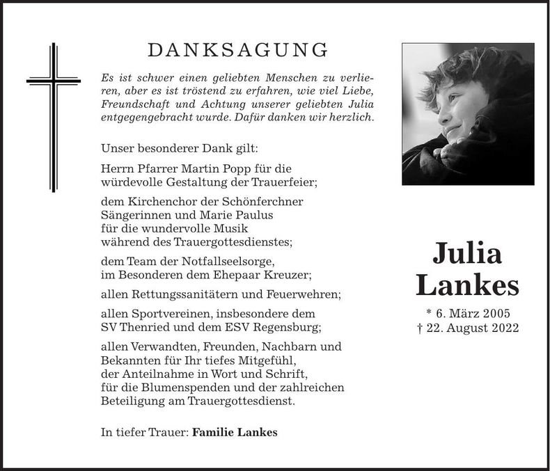 Traueranzeige Julia Lankes