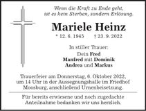 Traueranzeige Mariele Heinz