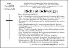 Traueranzeige Richard Schwaiger