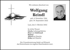 Traueranzeige Wolfgang Reindl