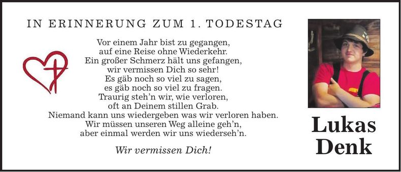 Traueranzeige Lukas Dengscherz