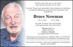 Traueranzeige Bruce Newman