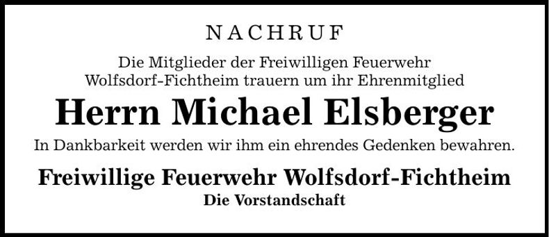 Traueranzeige Michael Elsberger