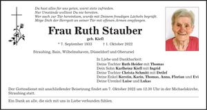 Traueranzeige Ruth Stauber
