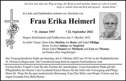 Traueranzeige Erika Heimerl