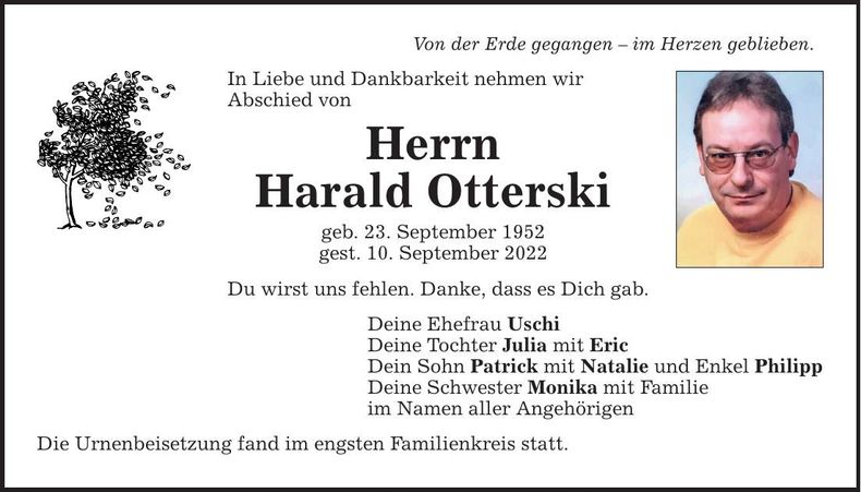 Traueranzeige Ursula Otterski