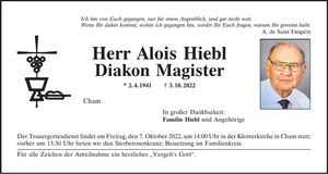 Traueranzeige Alois Hiebl