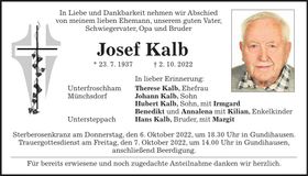 Traueranzeige Josef Kalb