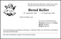 Traueranzeige Bernd Keller