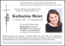 Traueranzeige Katharina Meier