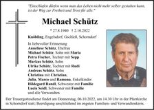 Traueranzeige Michael Schütz