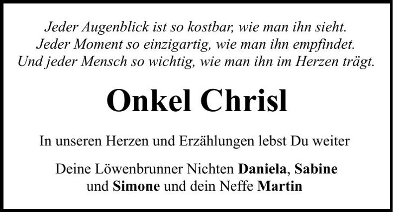 Traueranzeige Christoph Artmann