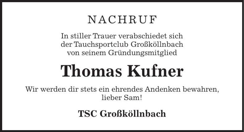 Traueranzeige Thomas Kufner